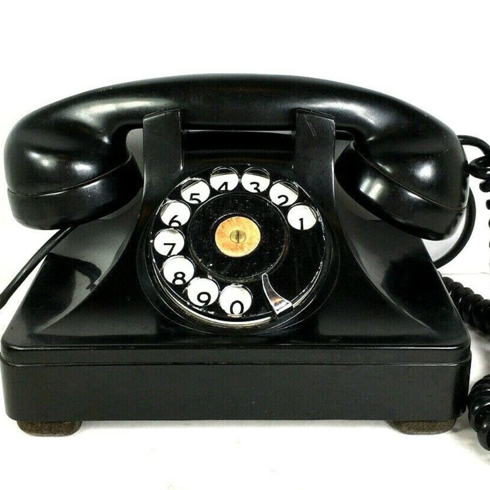 Vtg Black Rotary Desk Phone The North Electric MFG Co-Plug NOT Modern Connection
